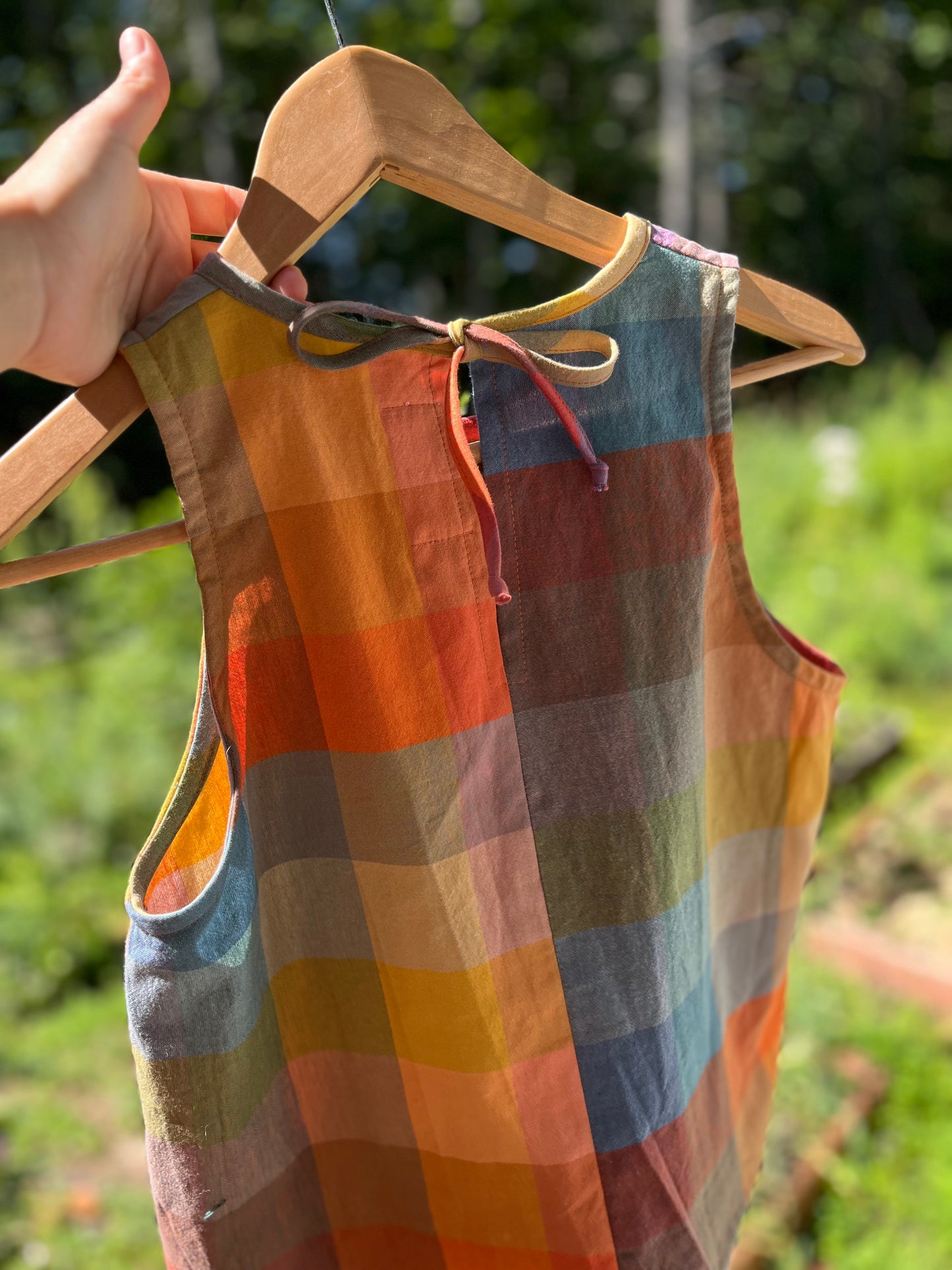 Sunshine plaid sleeveless cotton top