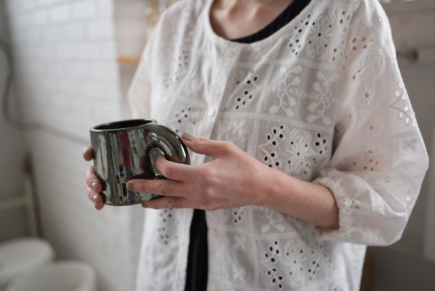 Embroidered button up blouse
