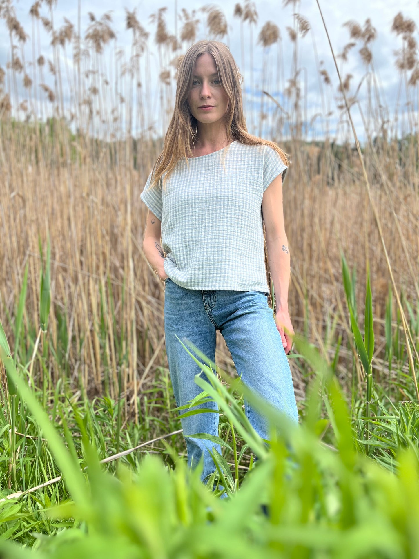 Manches courtes boxy - double gaze de coton biologique