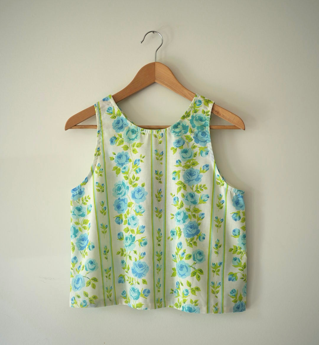 neon floral bedsheets sleeveless tank- Small