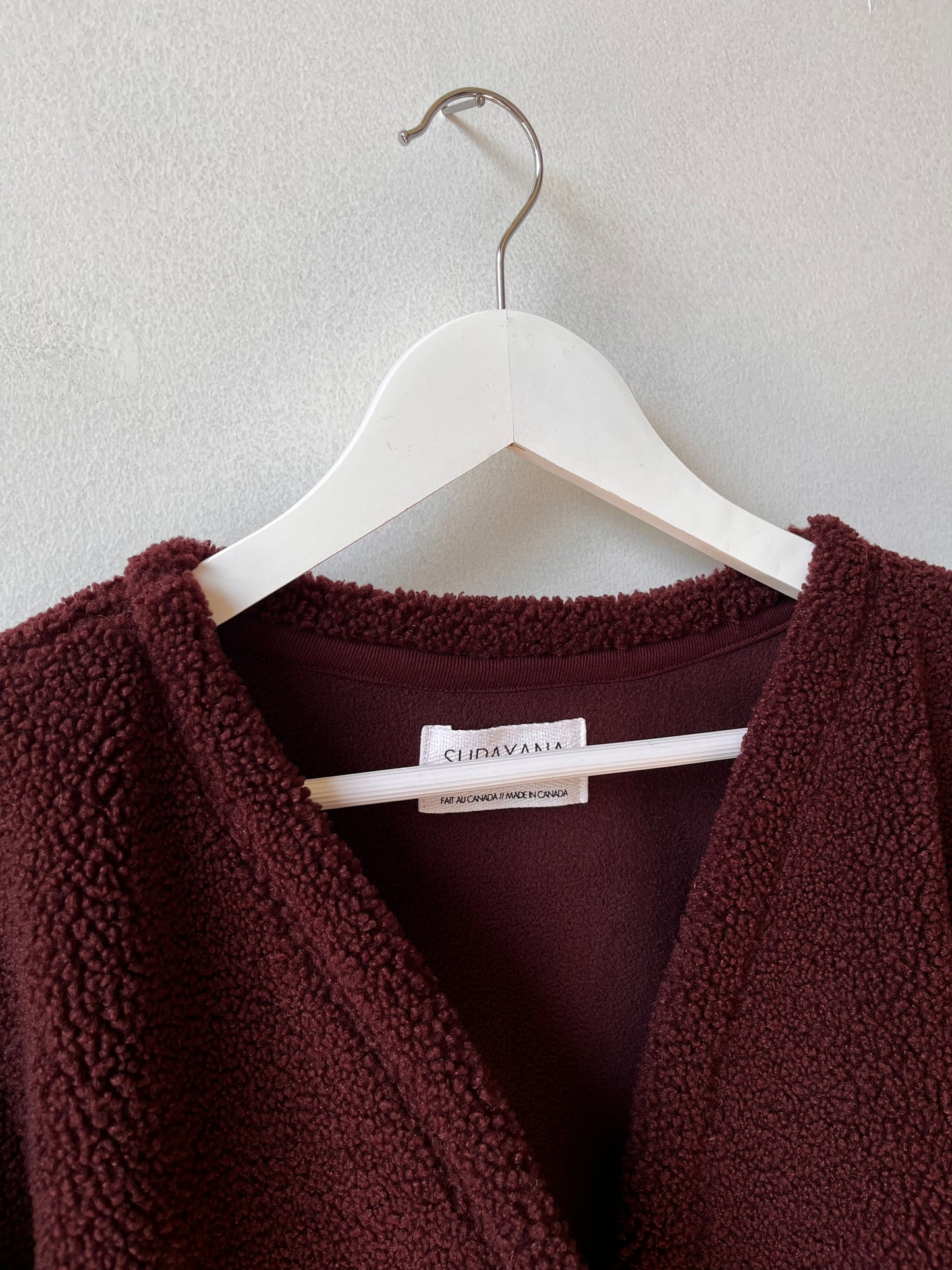 Extra thick sherpa cardigan- Dark burgundy