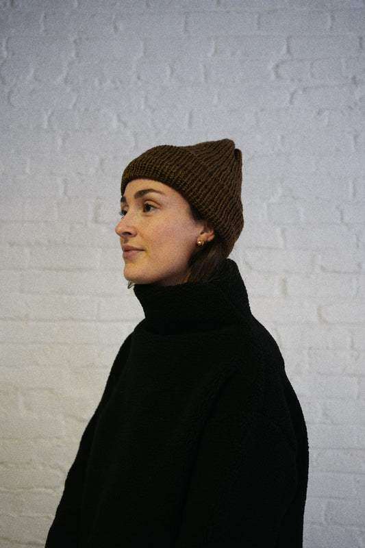 Extra thick Alpaca/Acrylic blend beanie - Cocoa