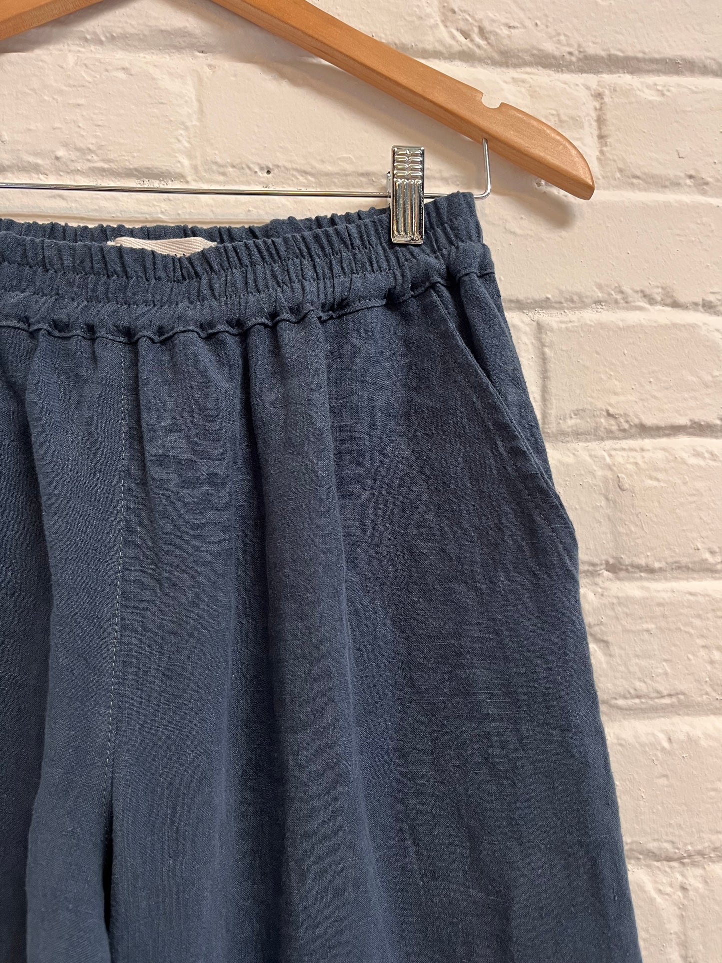 Pantalon Aurélie avec taille élastique - Lin indigo
