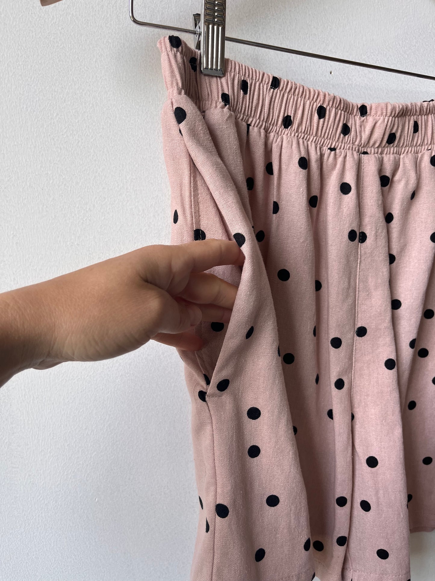 Linen blend polka dot set- Size Medium