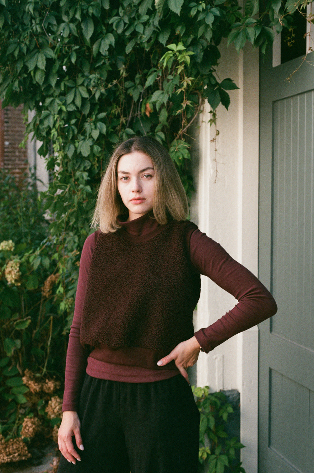 Sherpa pullover vest - Dark Burgundy