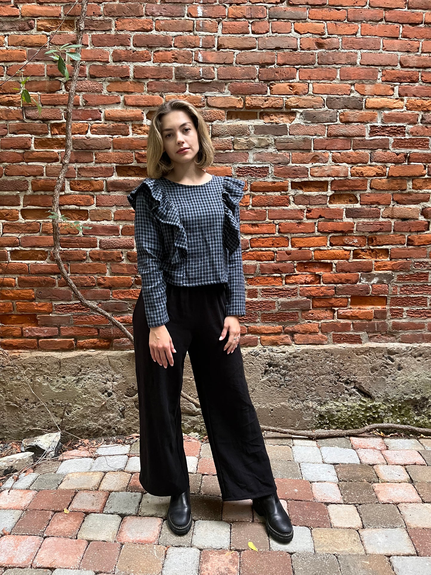 Ruffle top- organic cotton double gauze