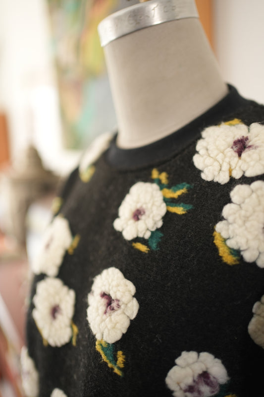 Black and white floral sweatshirt- made to order- ONE WEEK