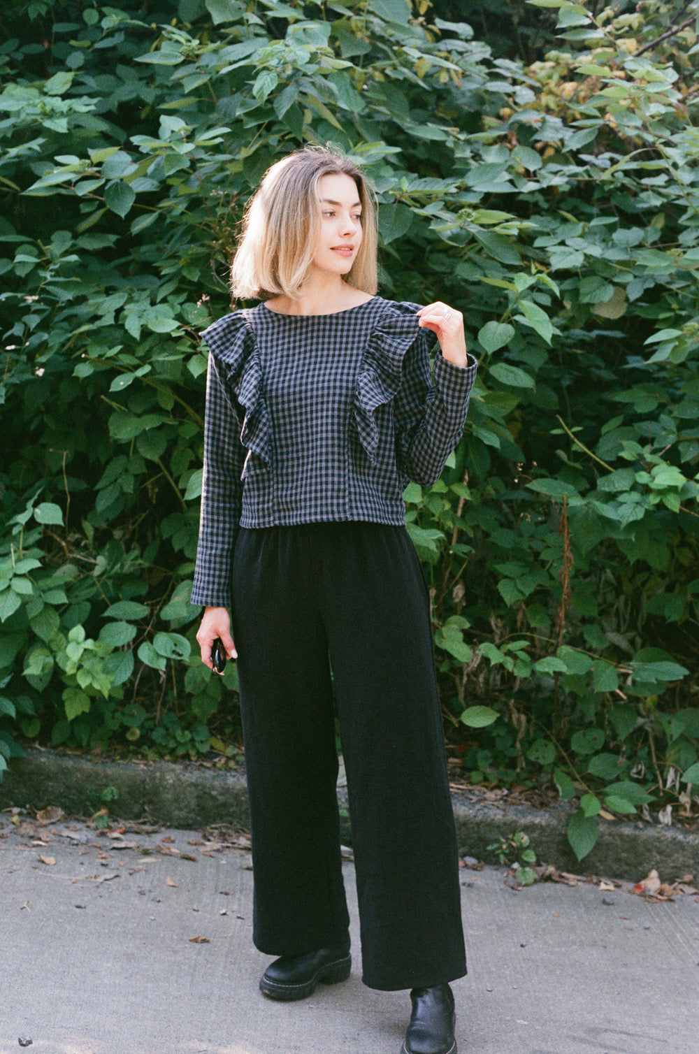 Ruffle top- organic cotton double gauze