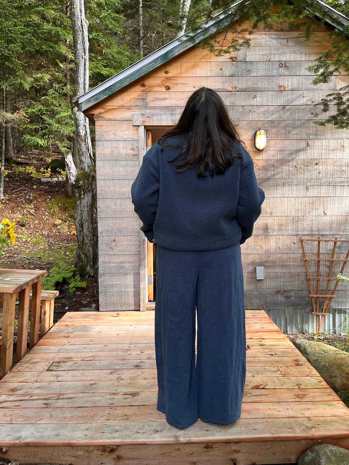 Pantalon Aurélie avec taille élastique - Lin indigo