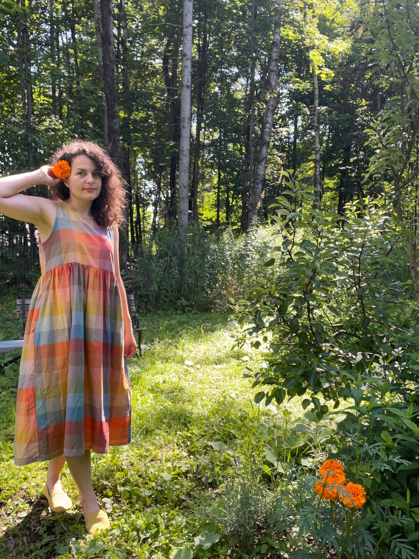 Cotton tank dress- sunshine plaid