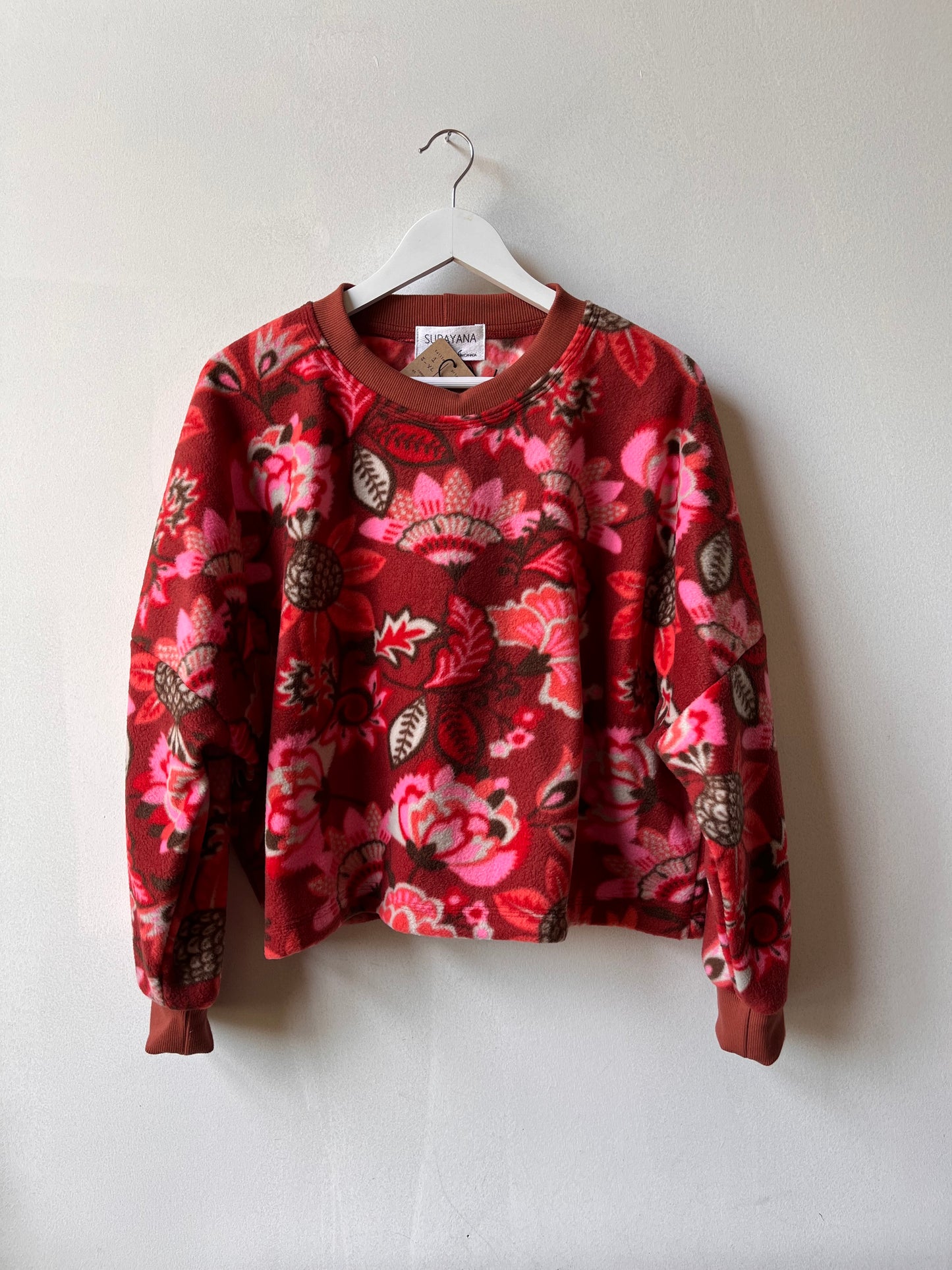 Sweat-shirt en polaire à fleurs coupe ample