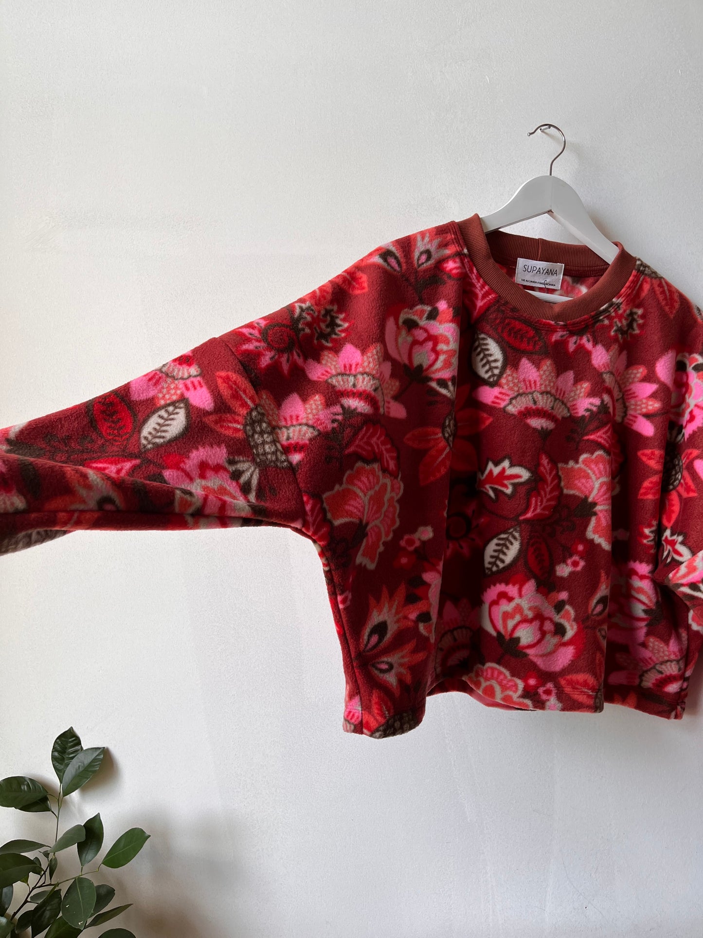 Sweat-shirt en polaire à fleurs coupe ample