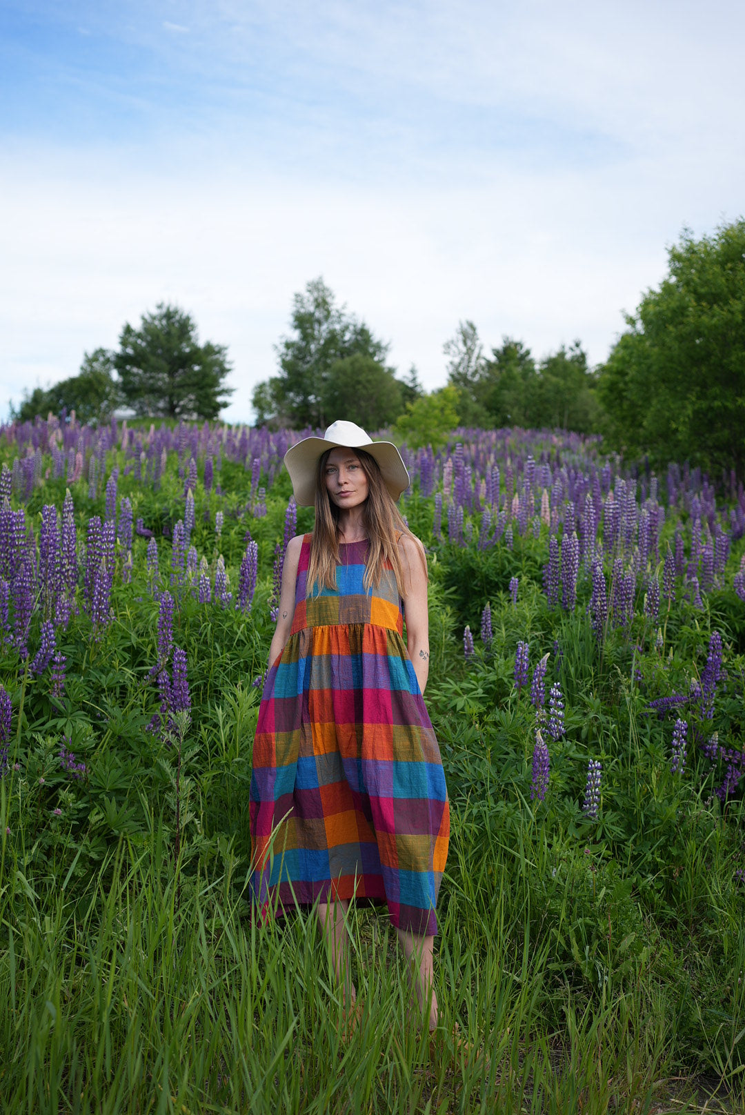 Big check midi dress