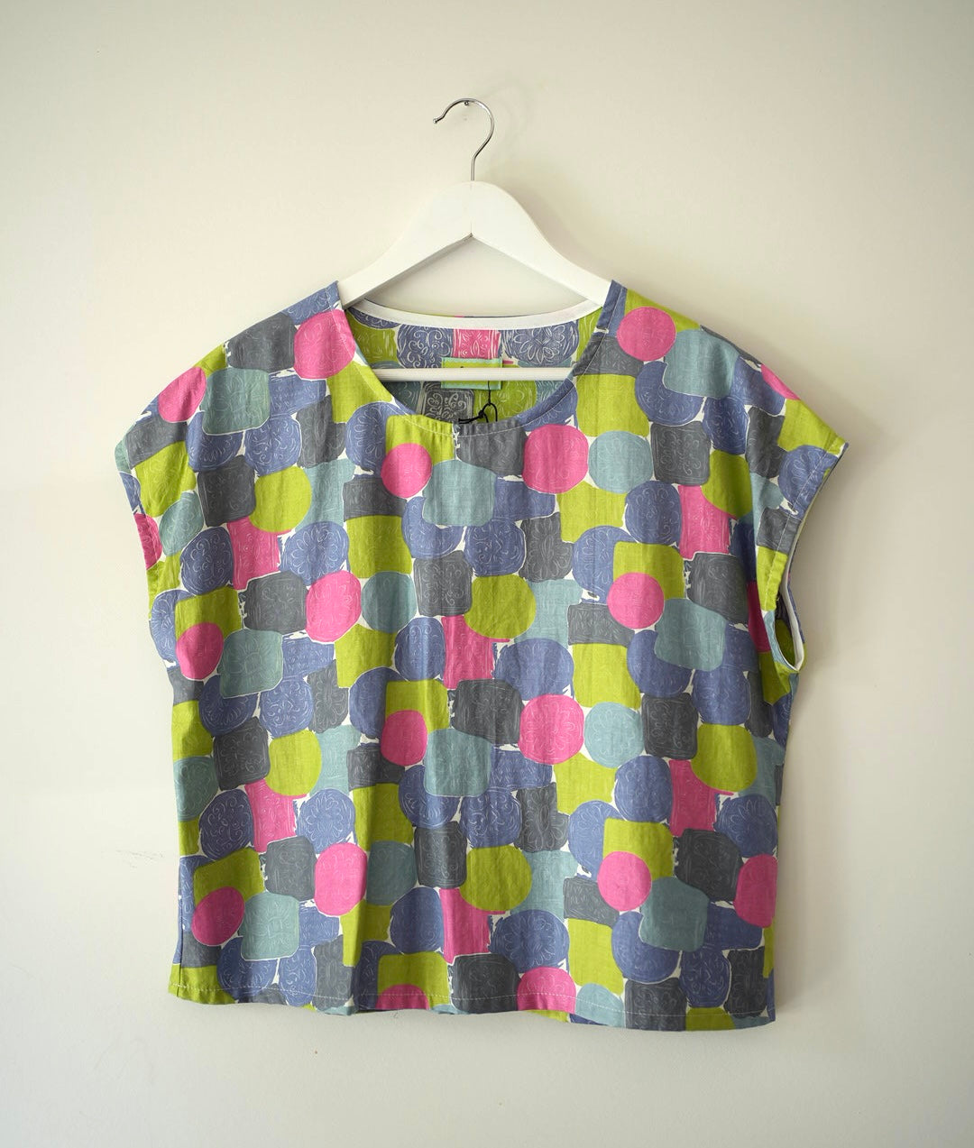 boxy top - 100% cotton vintage fabric -M/L