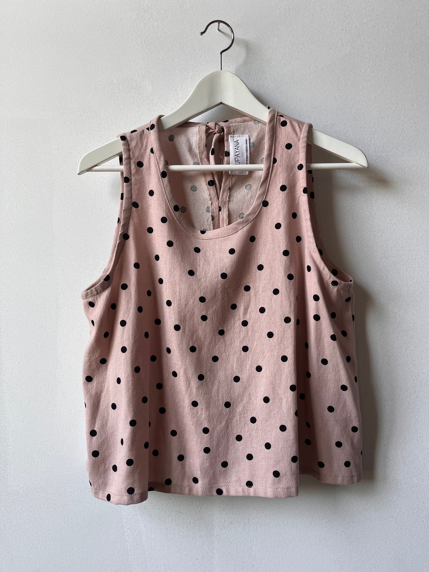Linen blend polka dot set- Size Medium