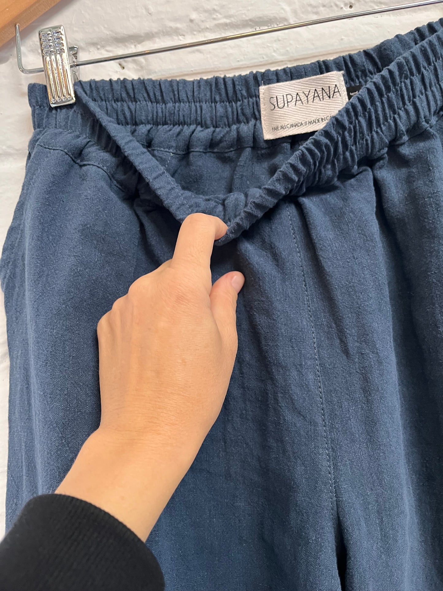 Pantalon Aurélie avec taille élastique - Lin indigo