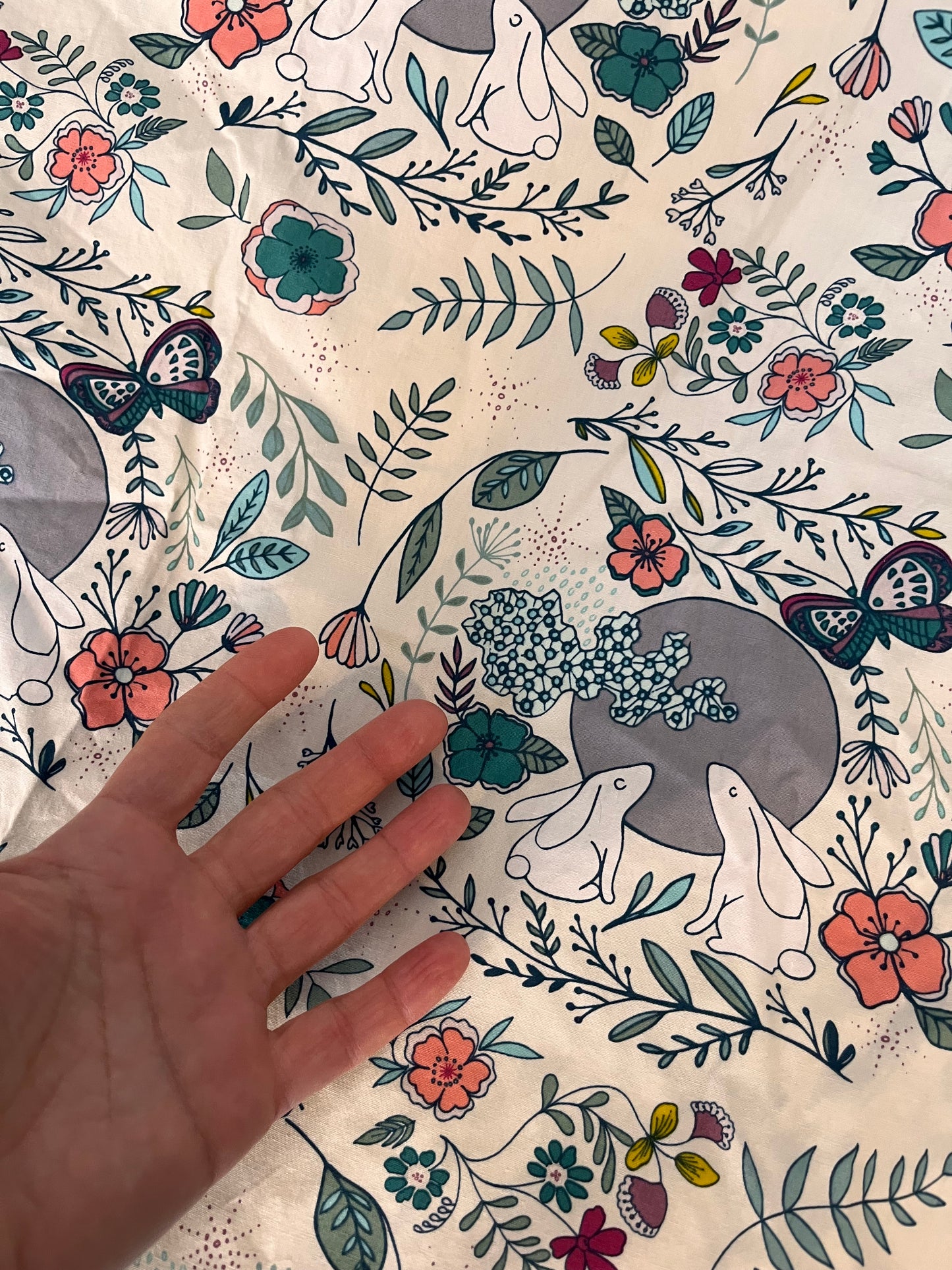 Floral bunny 100% cotton by the meter