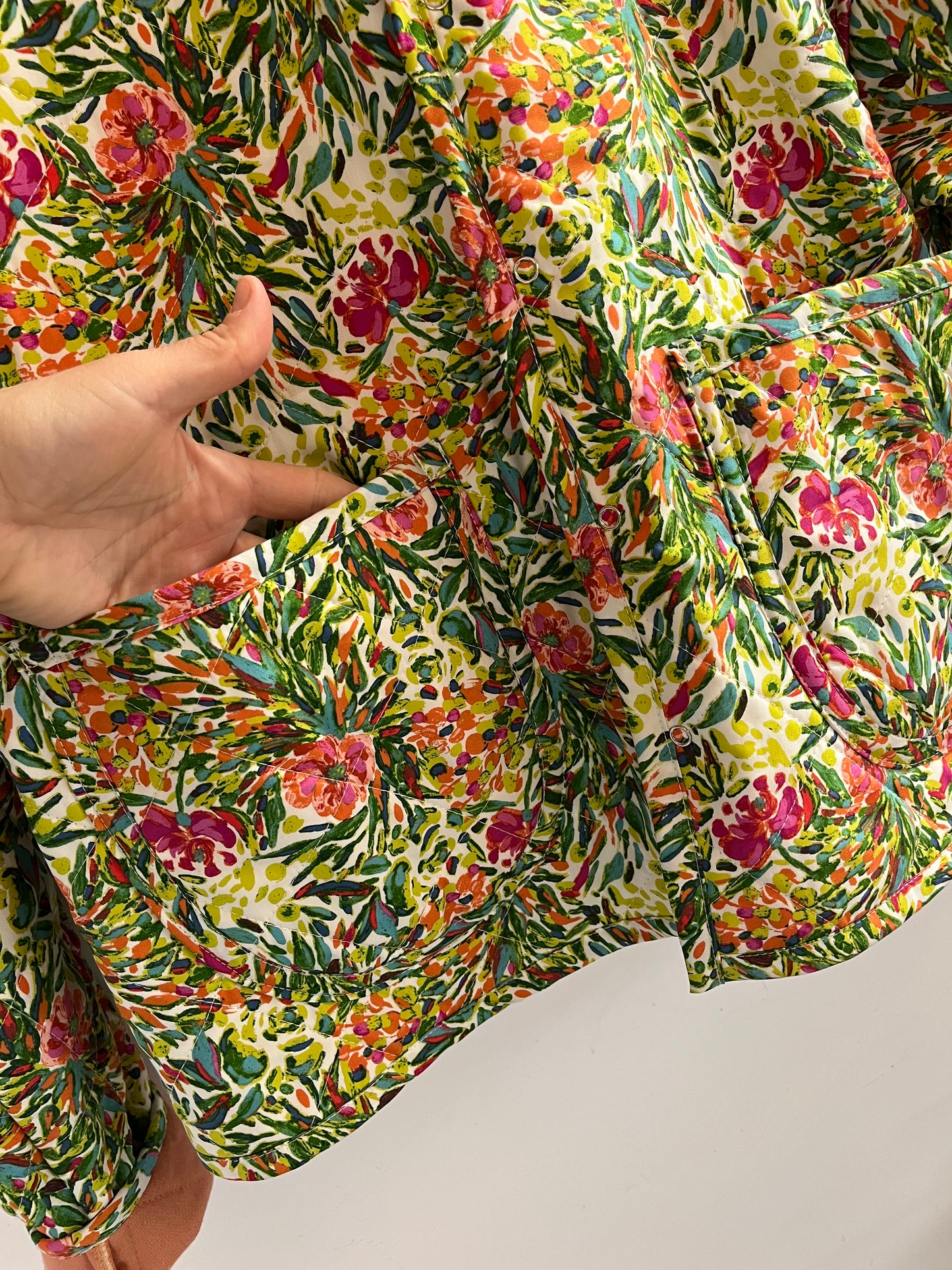 Impressionist floral quilted jacket
