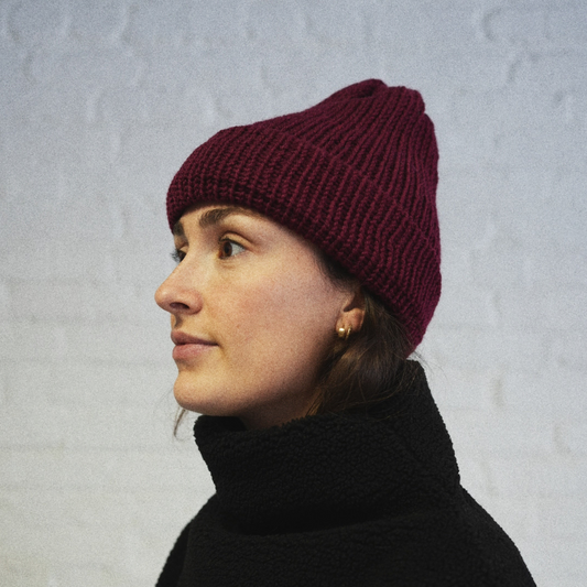 Extra thick Alpaca/Acrylic blend beanie - Berry