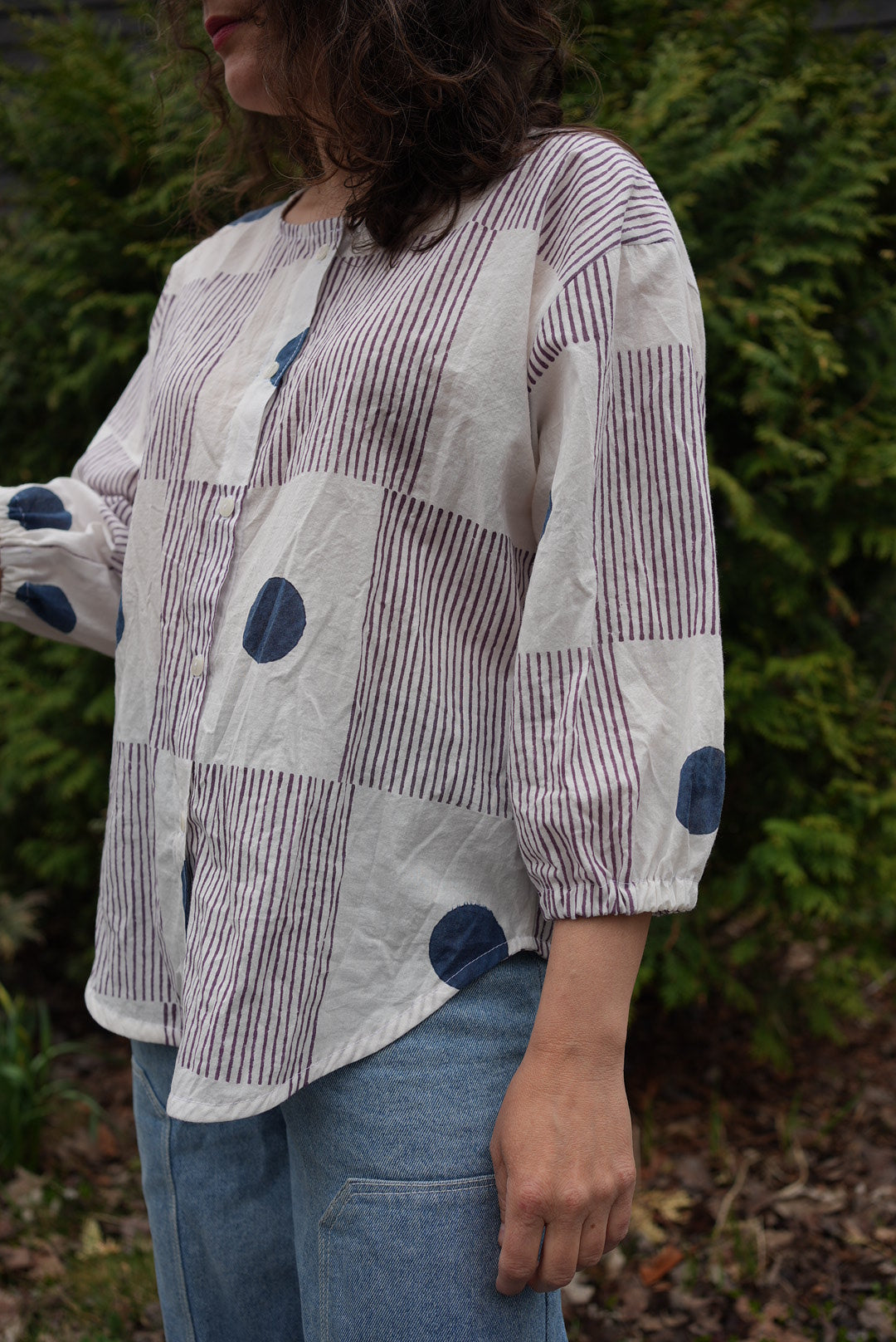 Lightweight cotton block print blouse- made to order in any size