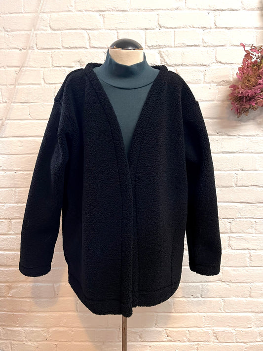 Extra thick sherpa cardigan- Black