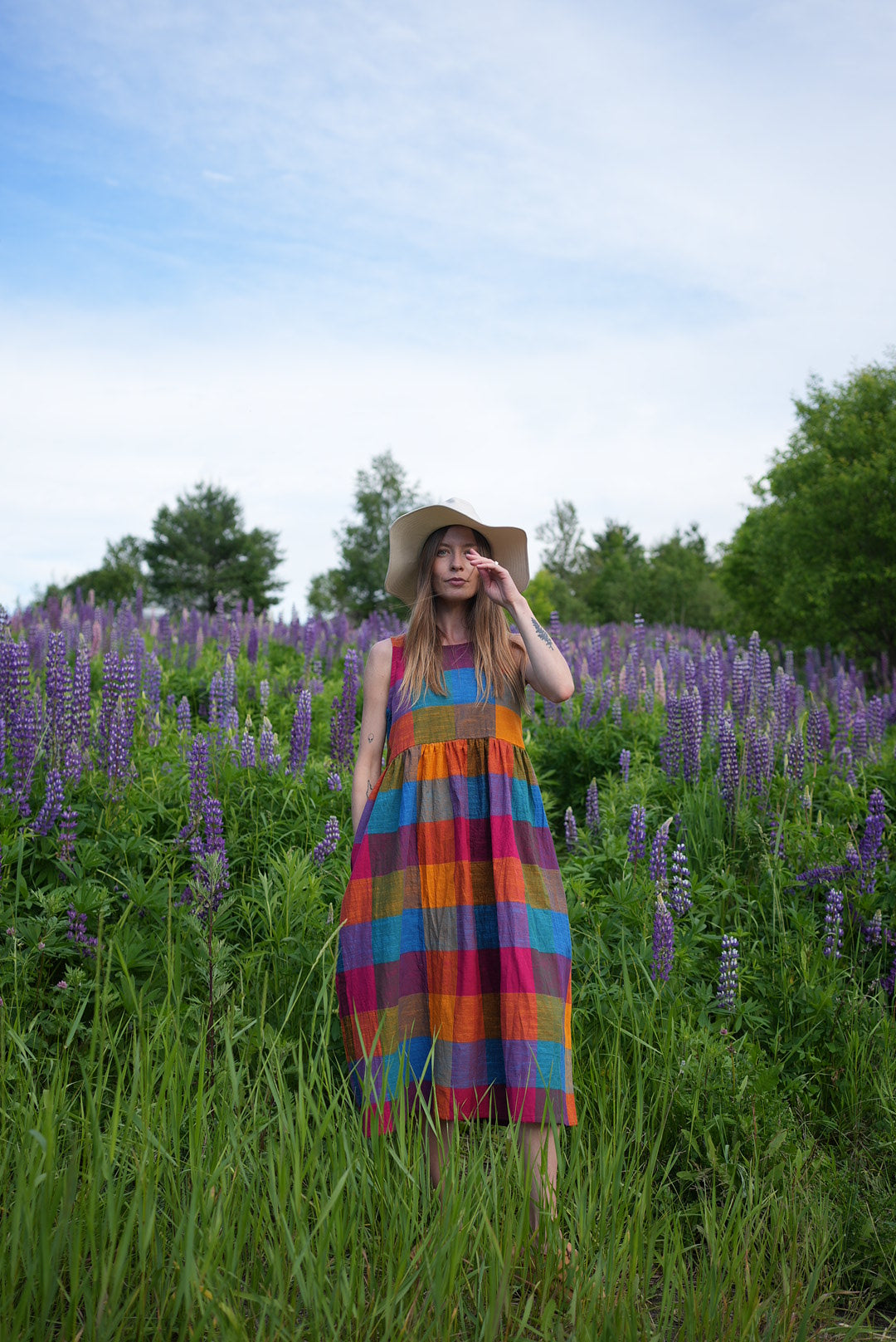 Big check midi dress