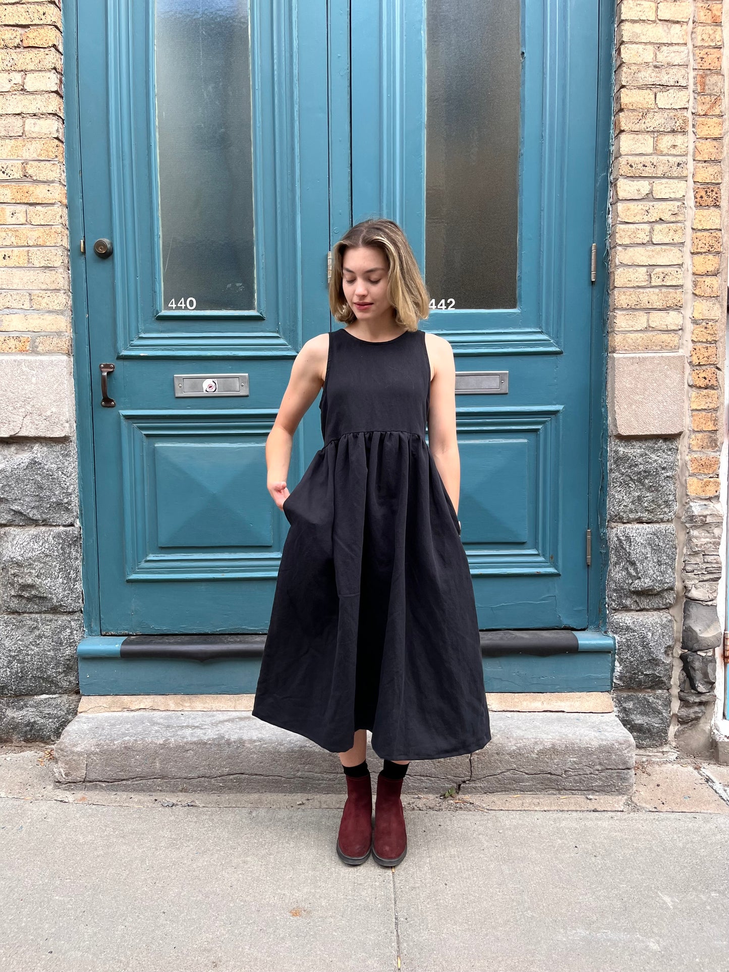 Madeleine dress- Linen/ Organic cotton blend- Black