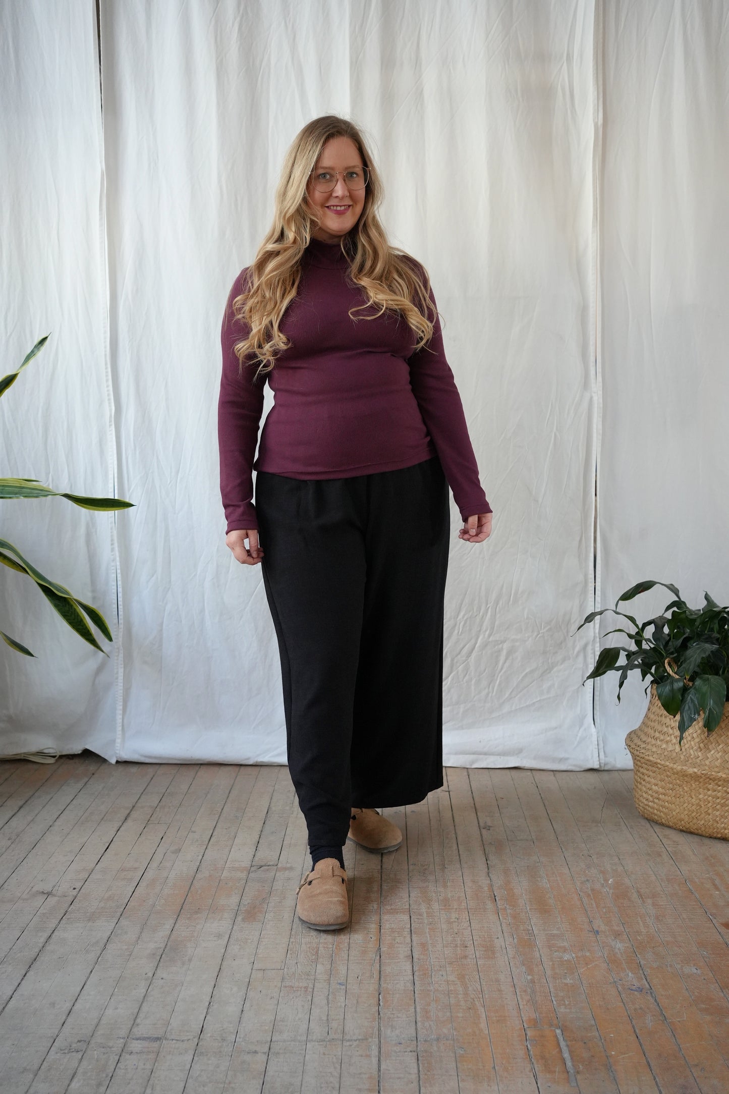 Last one size XL- Ribbed mock neck long sleeve shirt- Burgundy