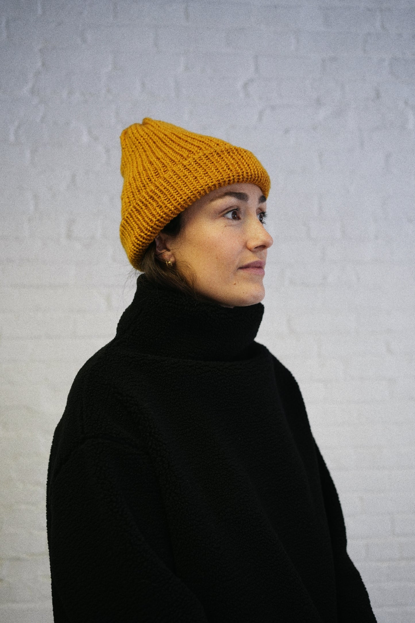 Extra thick Alpaca/Acrylic blend beanie - Mustard