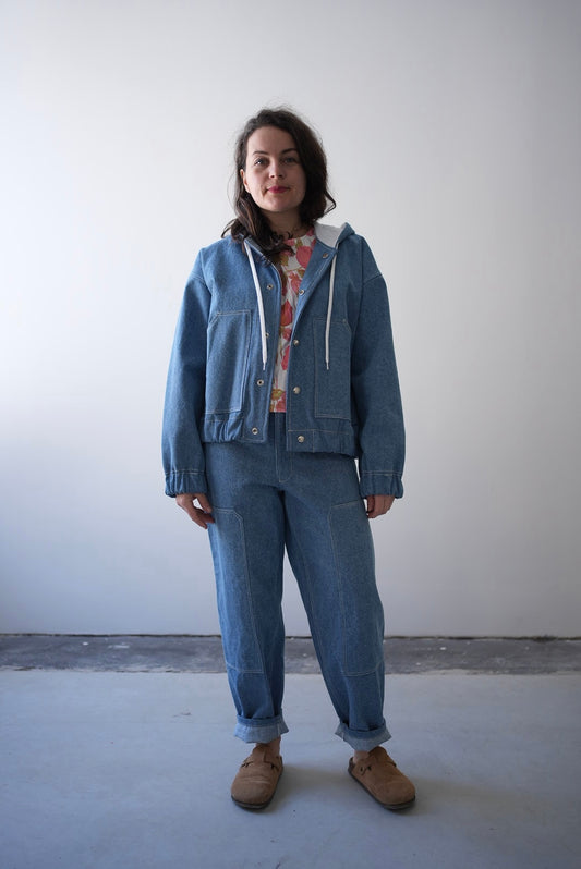 Denim jacket with vintage cross-stitch - made to order in any size