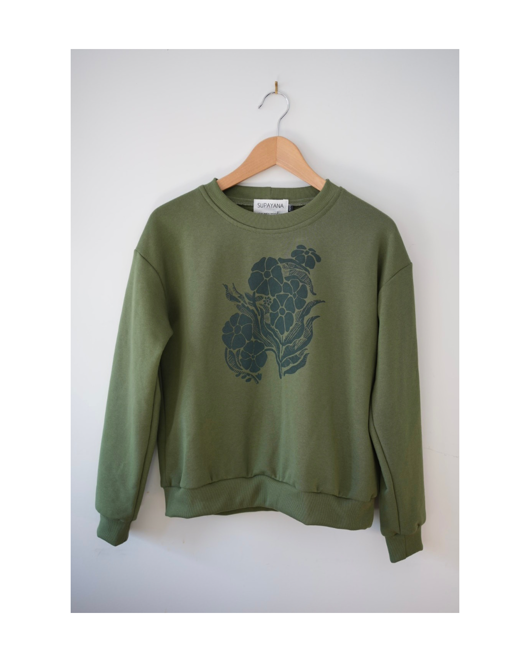Organic cotton flower sweatshirt -  washed green