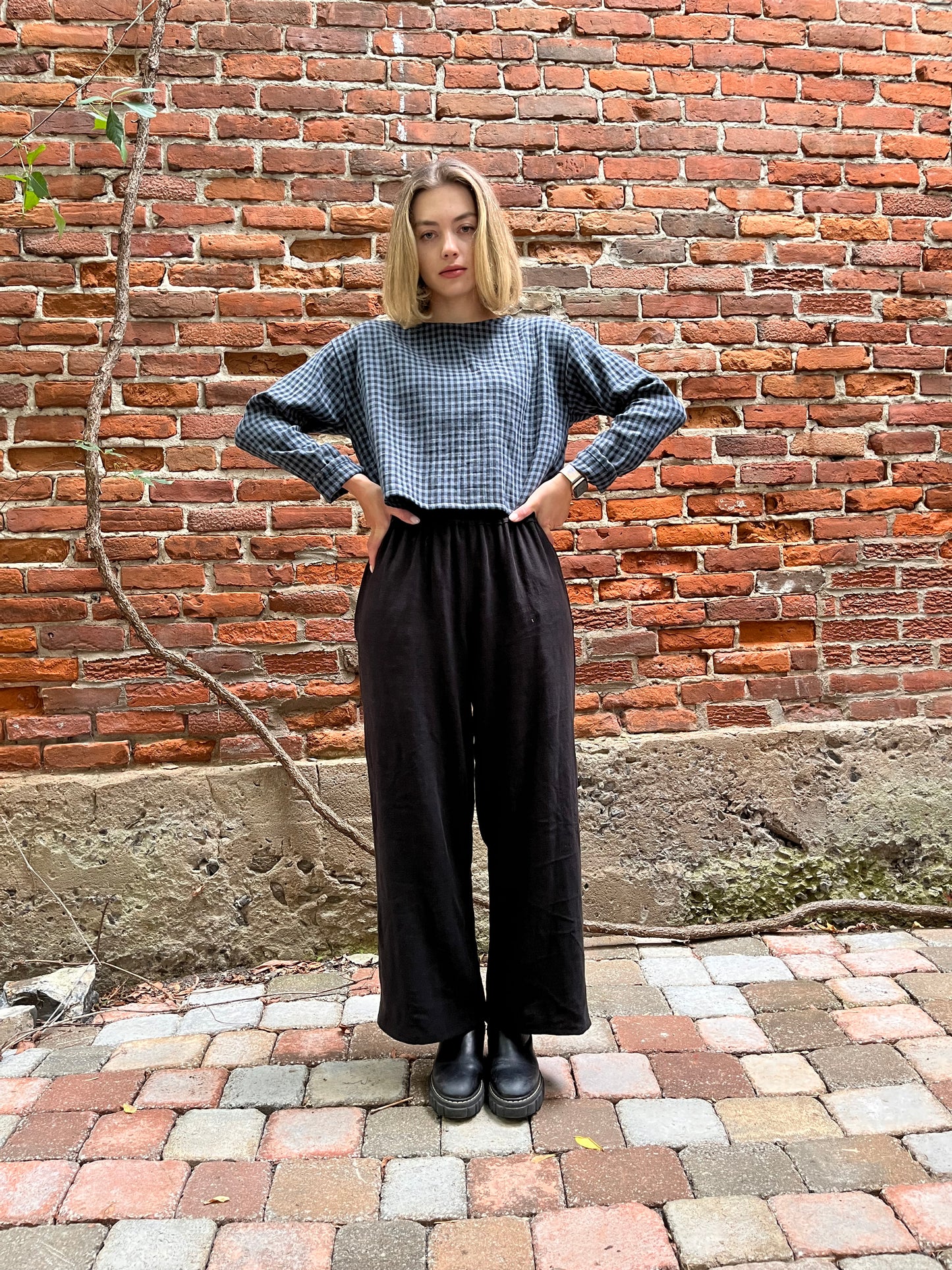Aurelie pants with elastic waist- Black