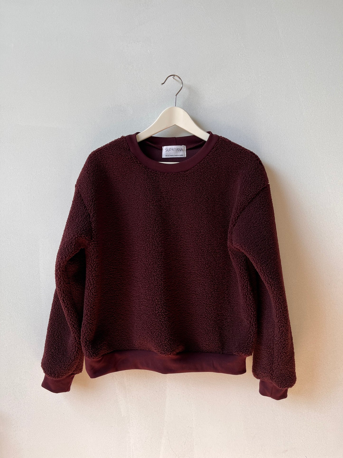 Extra thick sherpa crewneck- Dark Burgundy