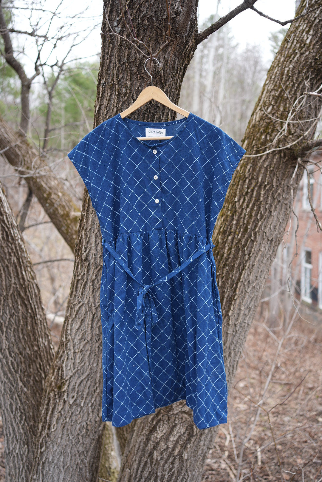 Button up natural indigo dye dress- three available- ready to ship