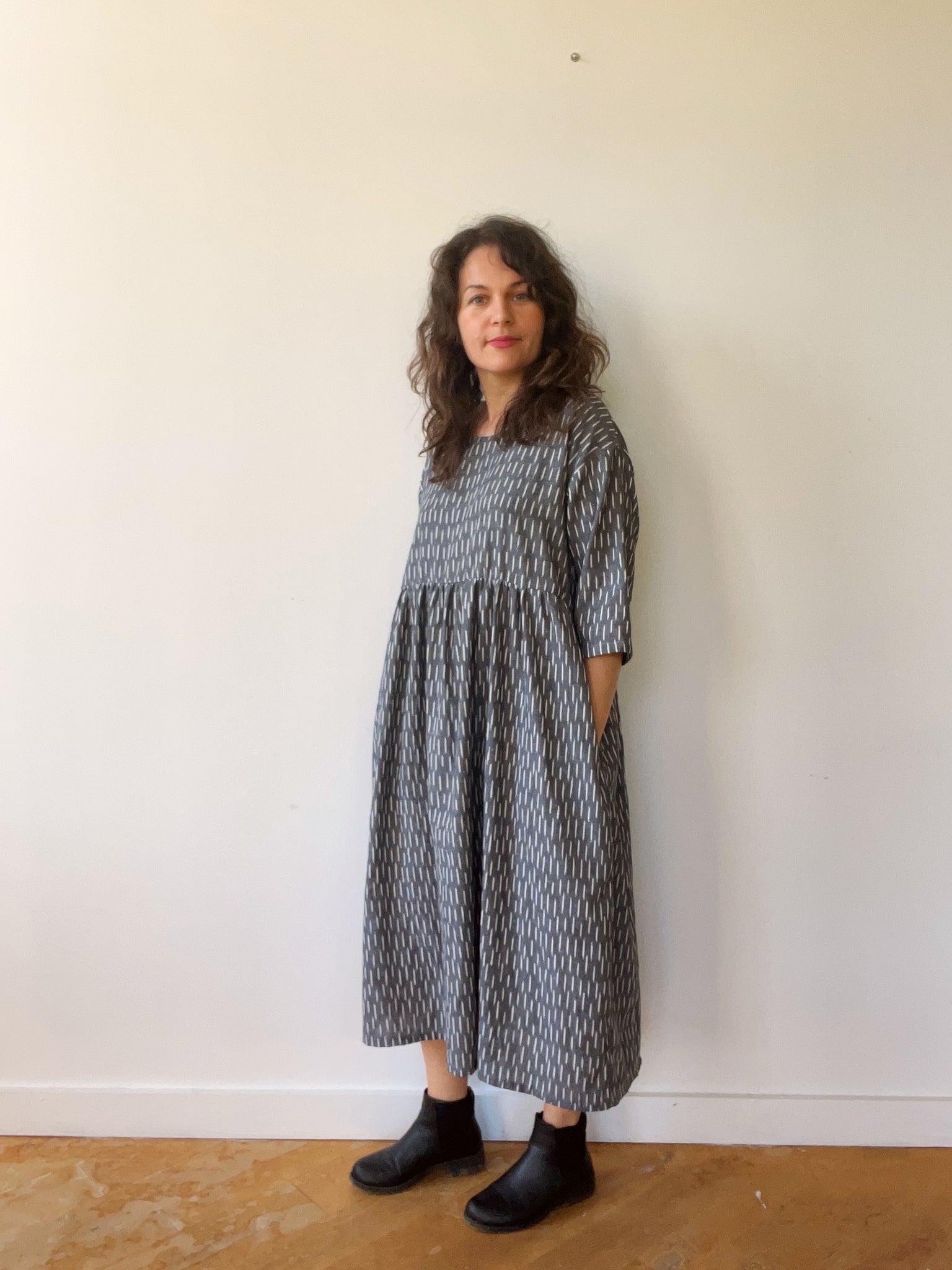 Grey lines midi dress- MADE TO ORDER