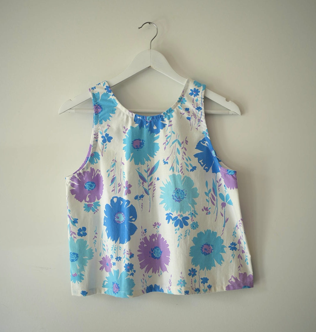 100% cotton sleeveless tank- blue bedsheets! Large