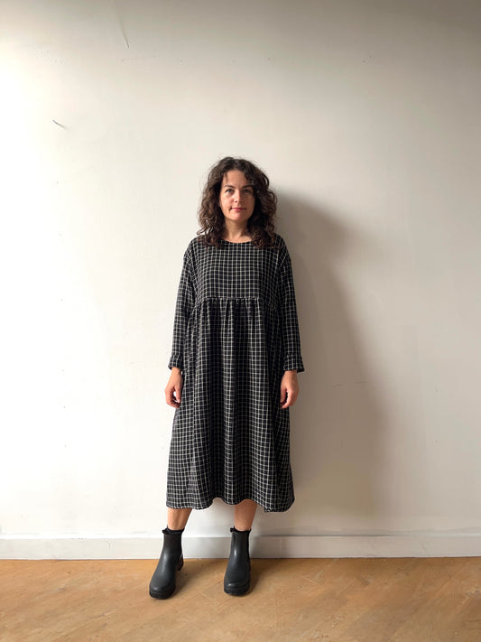 B&W windowpane organic cotton dress