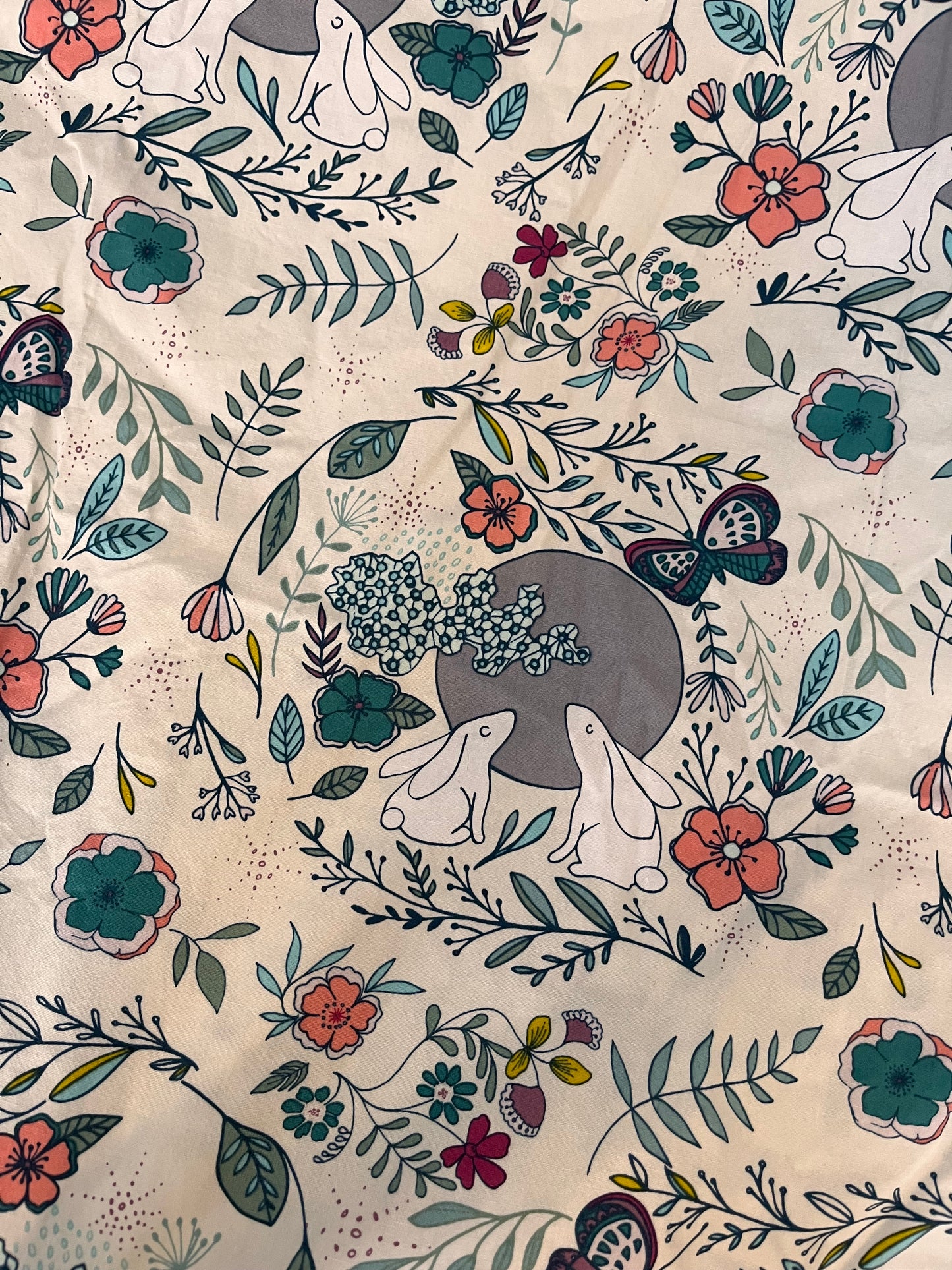 Floral bunny 100% cotton by the meter