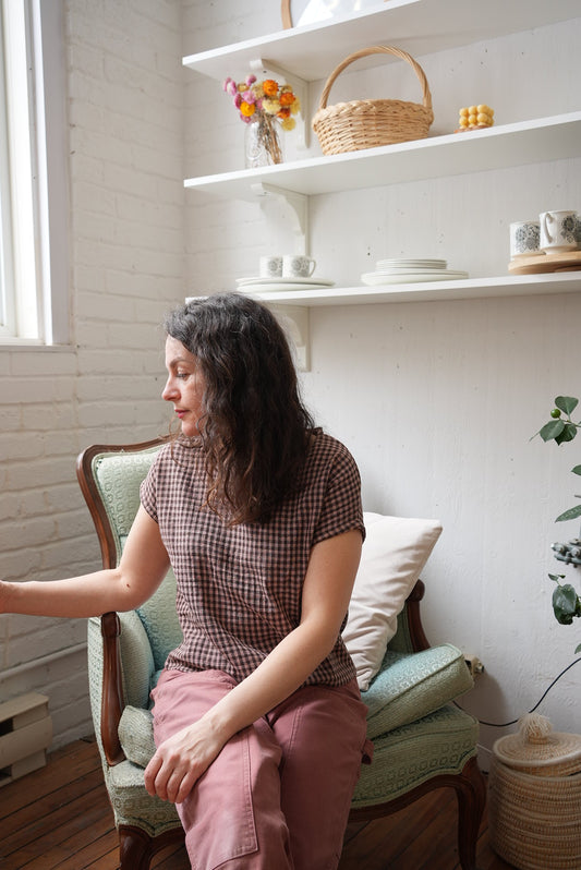 Organic cotton boxy top- cocoa