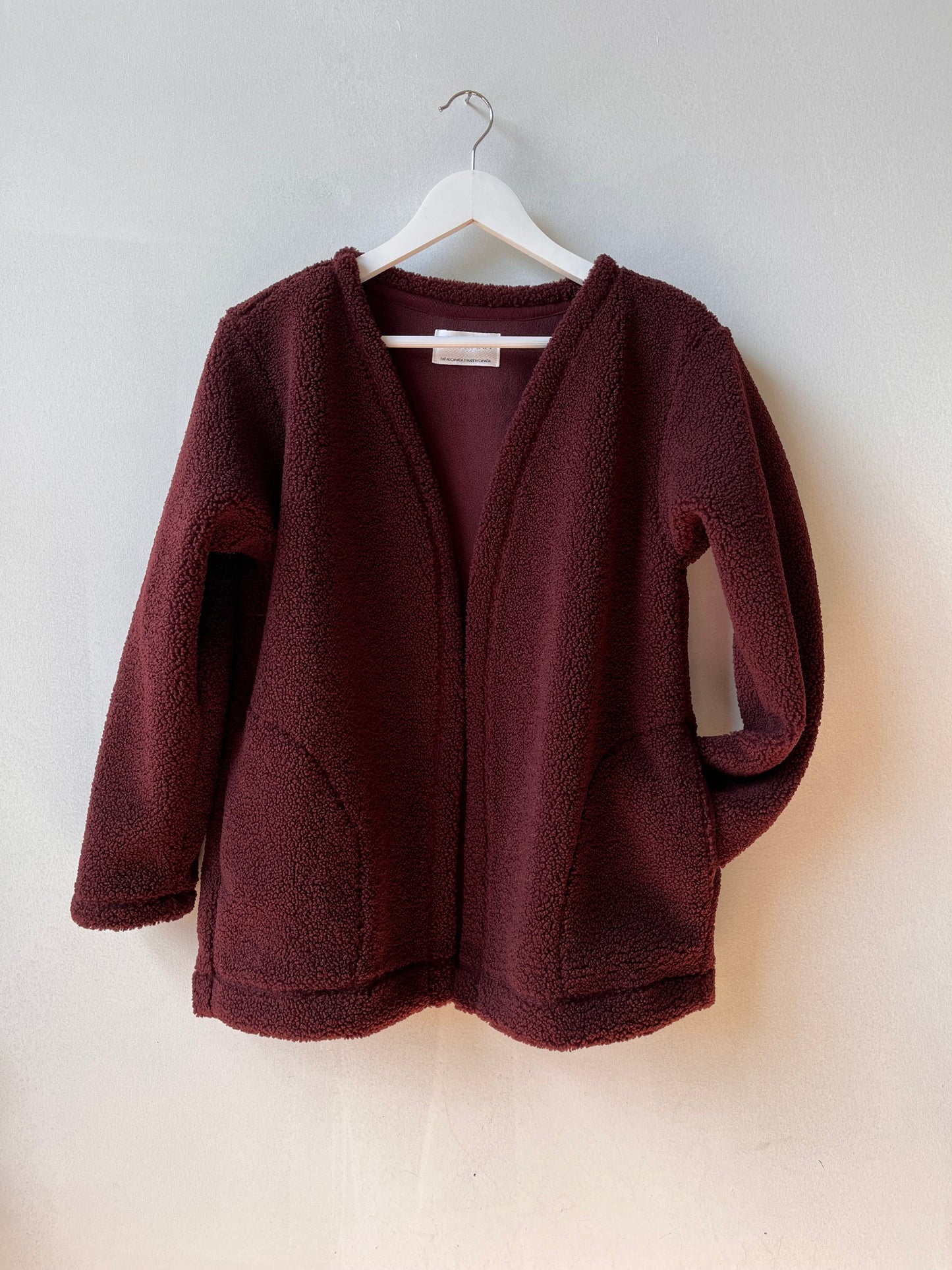Extra thick sherpa cardigan- Dark burgundy