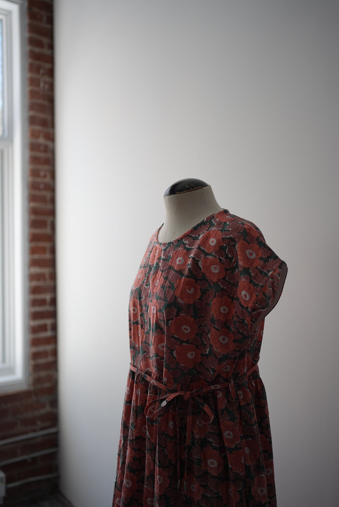 Cotton short sleeve dress- floral blockprint