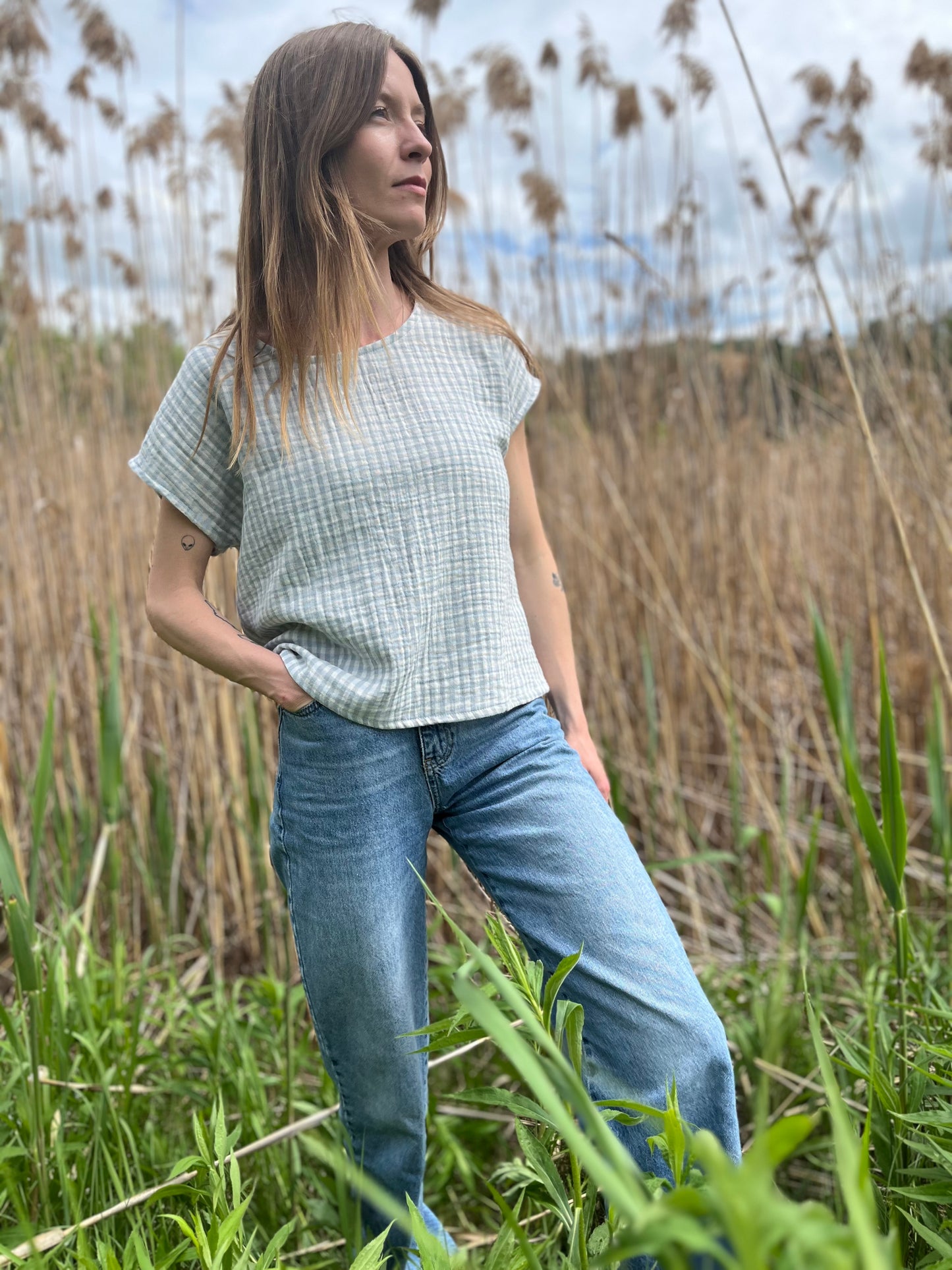 Manches courtes boxy - double gaze de coton biologique