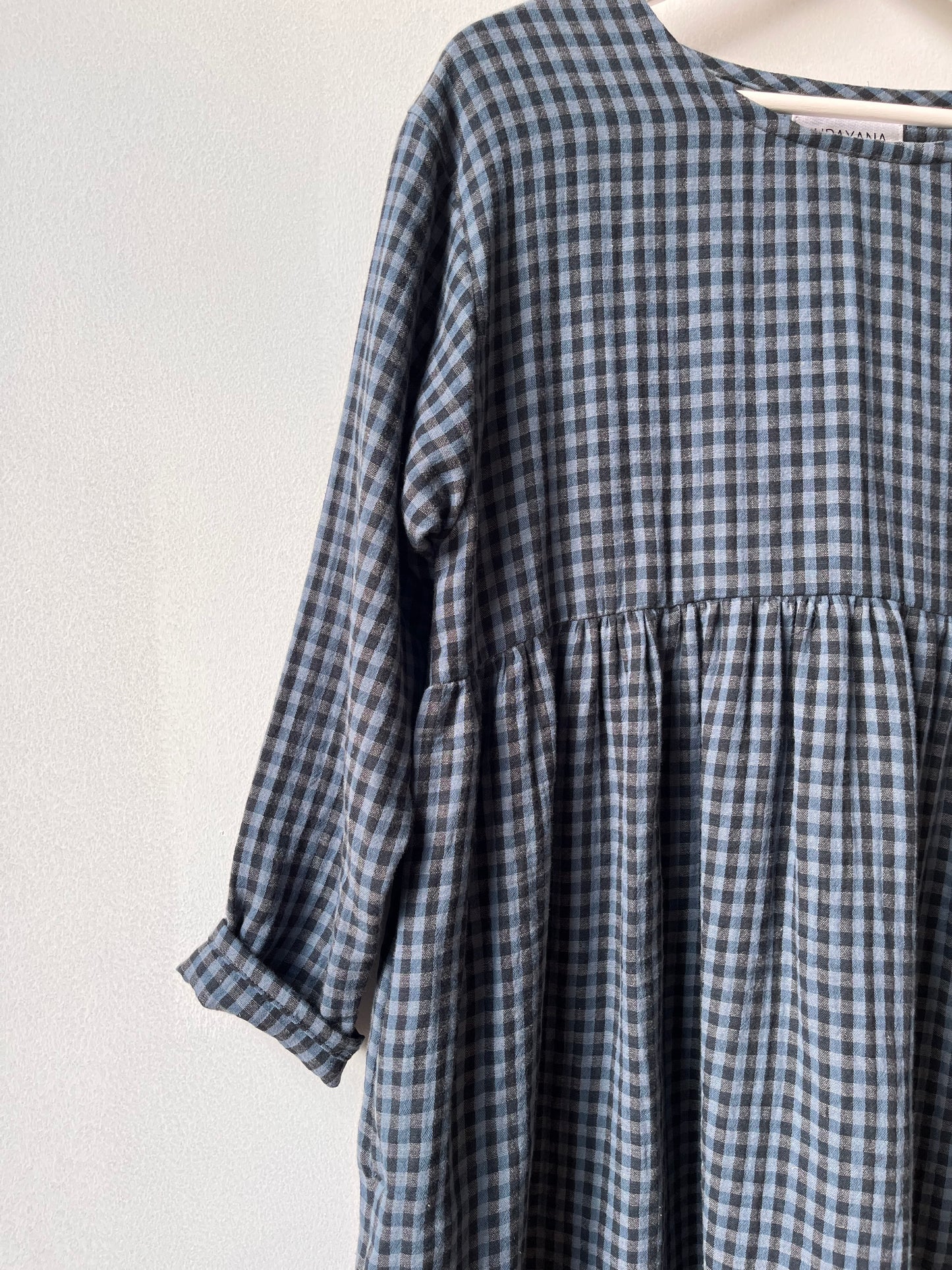 Midnight check organic cotton double gauze dress