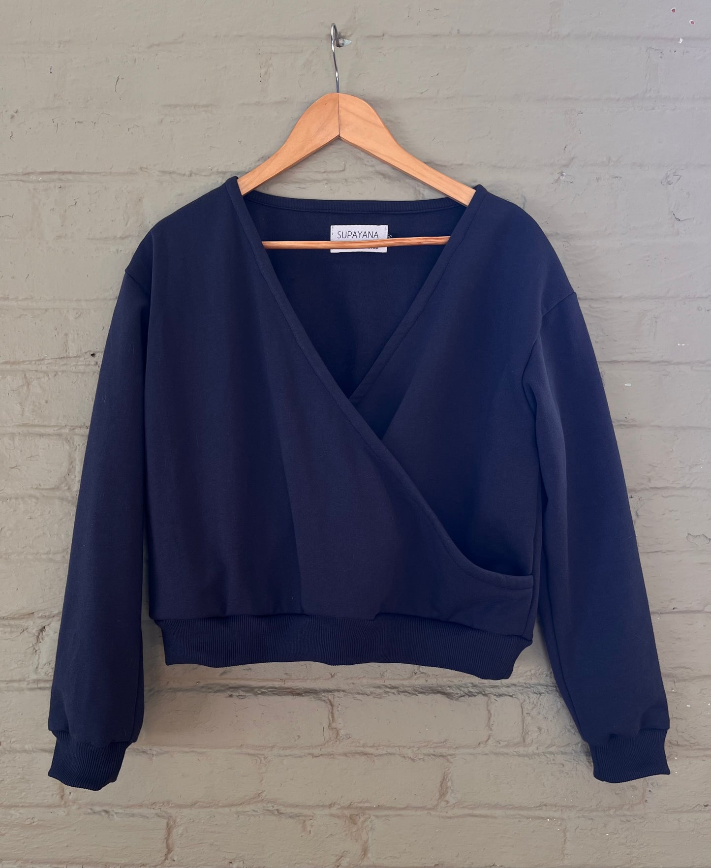 Organic cotton wrap sweatshirt- indigo
