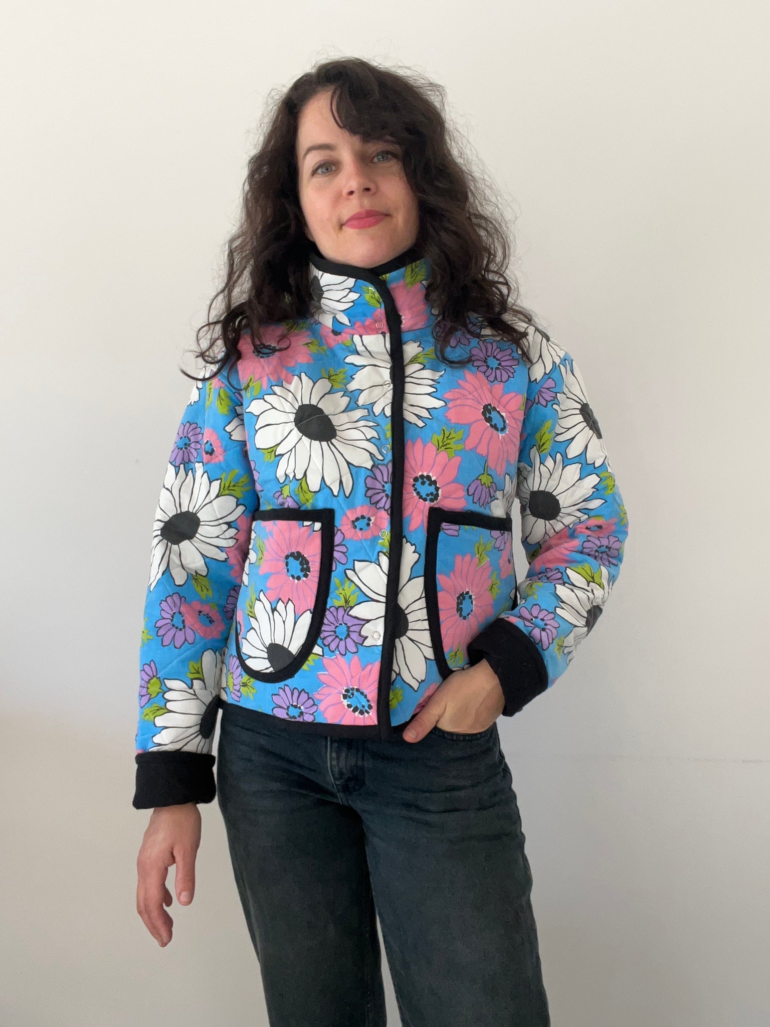 OOAK quilted jacket made from vintage floral cotton