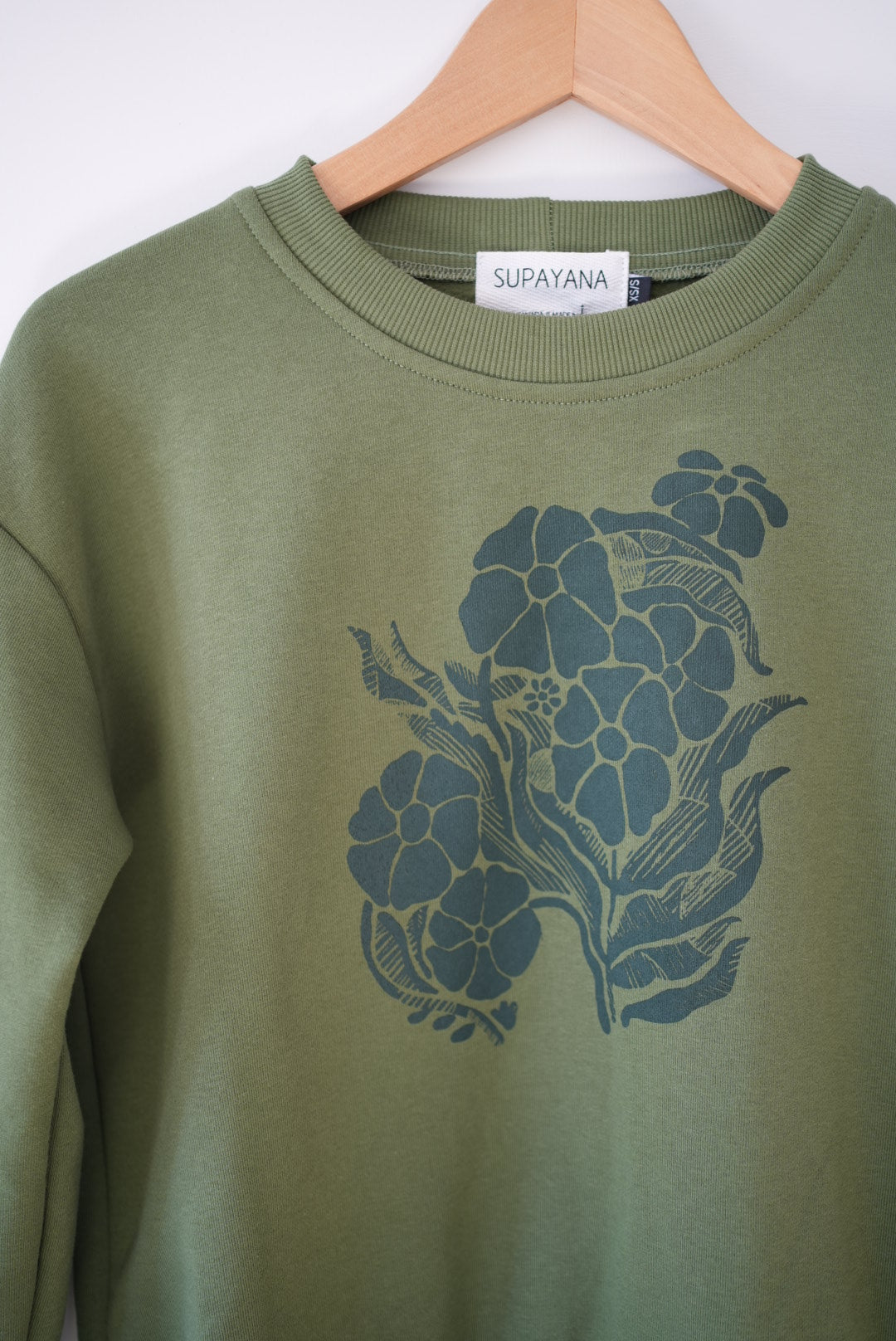 Organic cotton flower sweatshirt -  washed green