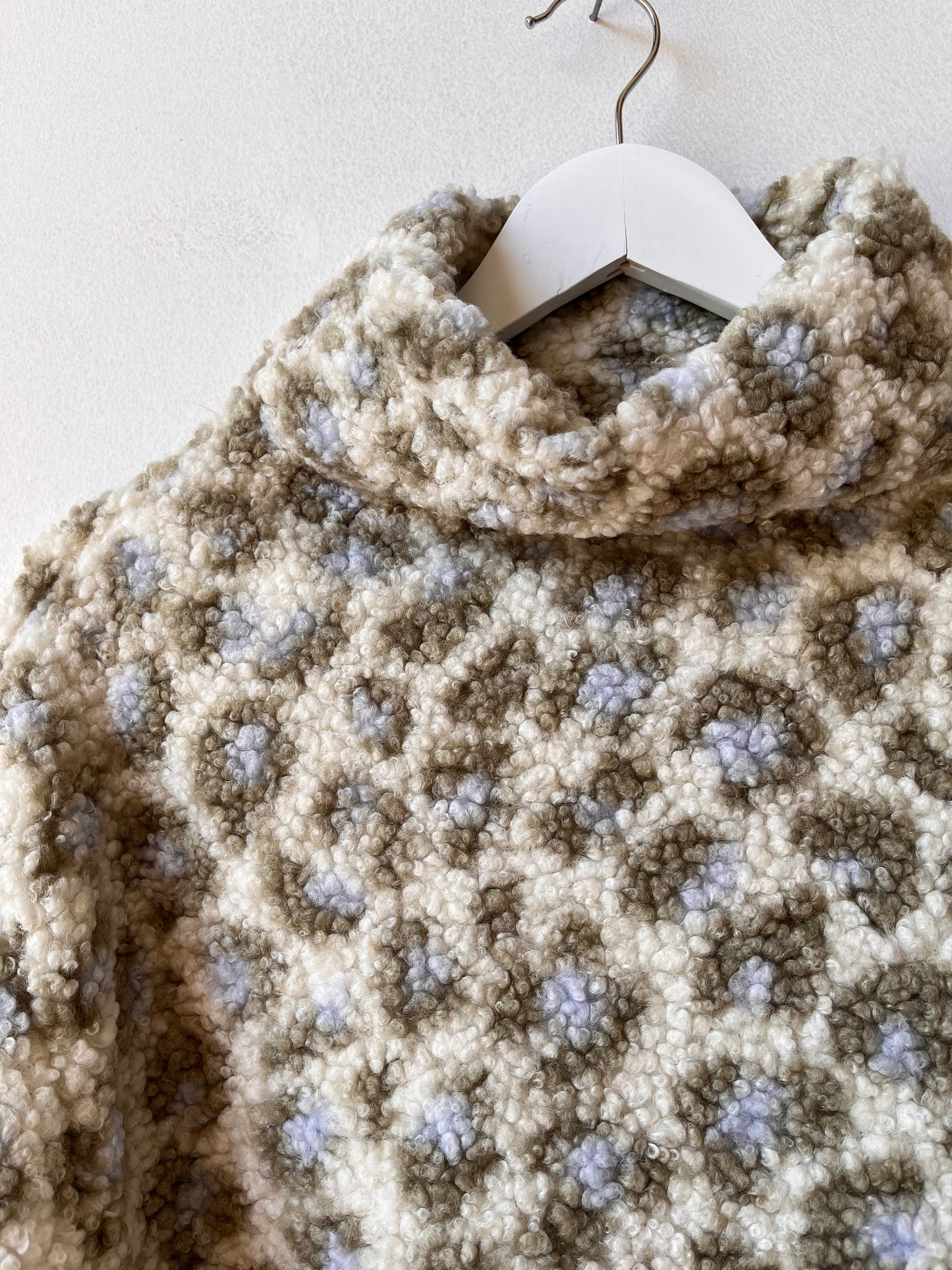 Leopard funnel neck sherpa top with organic cotton lining