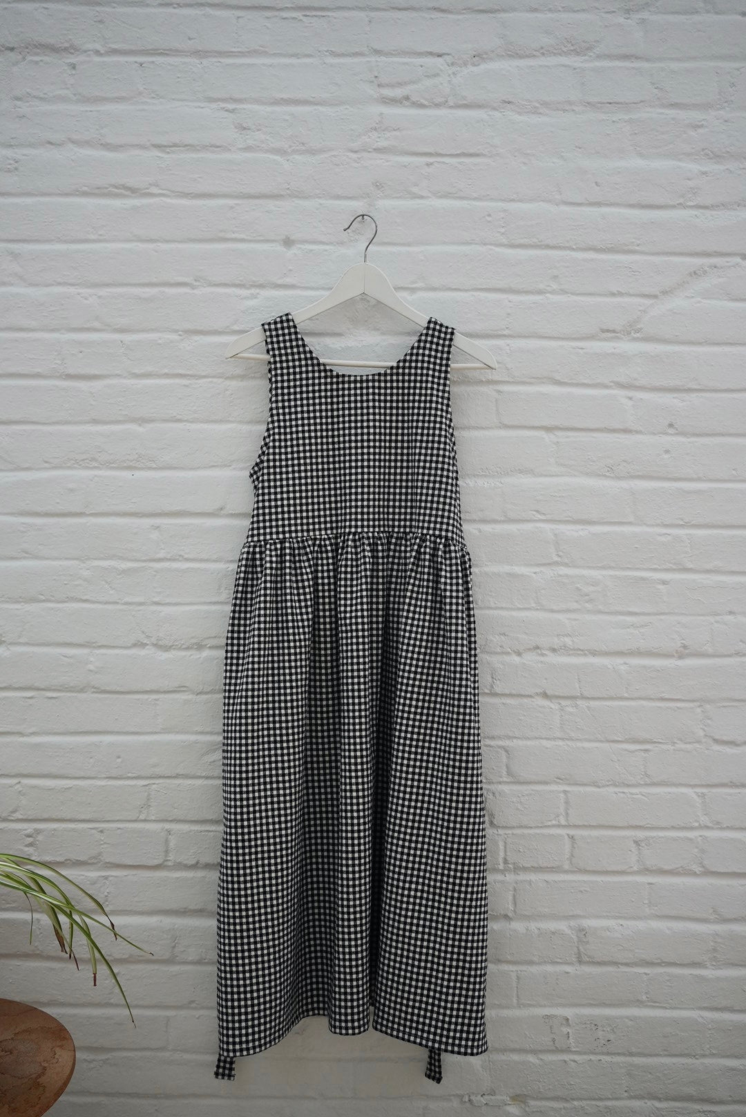 Madeleine dress- B&W organic cotton gingham- sample- size small- last one