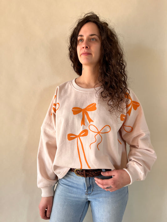 Oversized sweatshirt- organic cotton- bow print