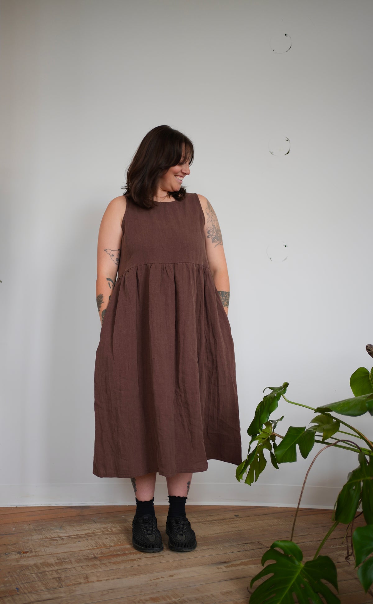 Robe Madeleine — lin cacao
